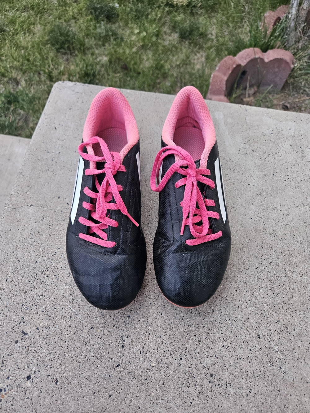Girls Size 5-adidas Soccer Cleats with Pink Accents